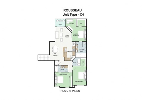3 bedroom 2 bathroom Floor plan A at Landing at Round Rock, Round Rock, TX, 78681